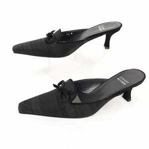 Stuart Weitzman Black Mules with Bow Detail